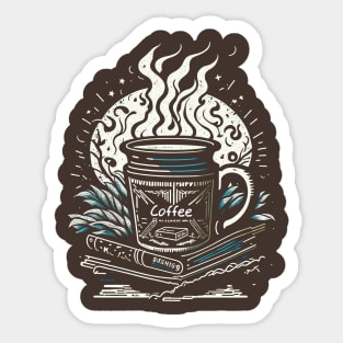 Books with coffee Sticker